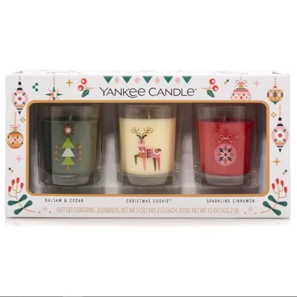 Yankee Candle Holiday Gift Set Balsam Cedar Christmas Cookie Sparkling Cinnamon
